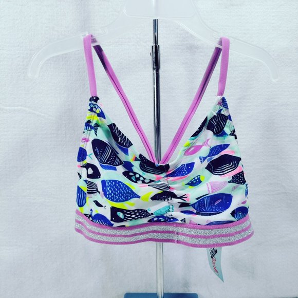 Cat & Jack Girl's Midkini Ruffle Overlay Top UPF 50+ Protection Size M (7/8) - Picture 3 of 8